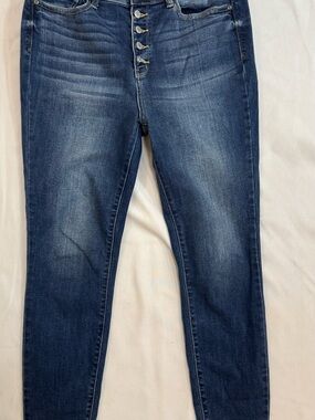 Judy Blue Dark Blue Button-Fly Skinny Jeans